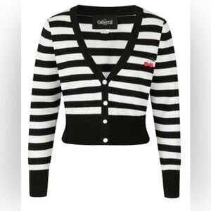 EUC Collectif Purdy Striped Cardigan Cherry 🍒 Motif UK 18 US 14